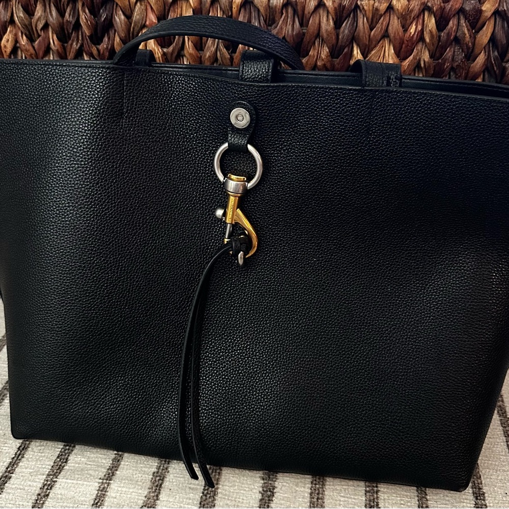 Rebecca Minkoff Black Leather Tote with Gold Accent